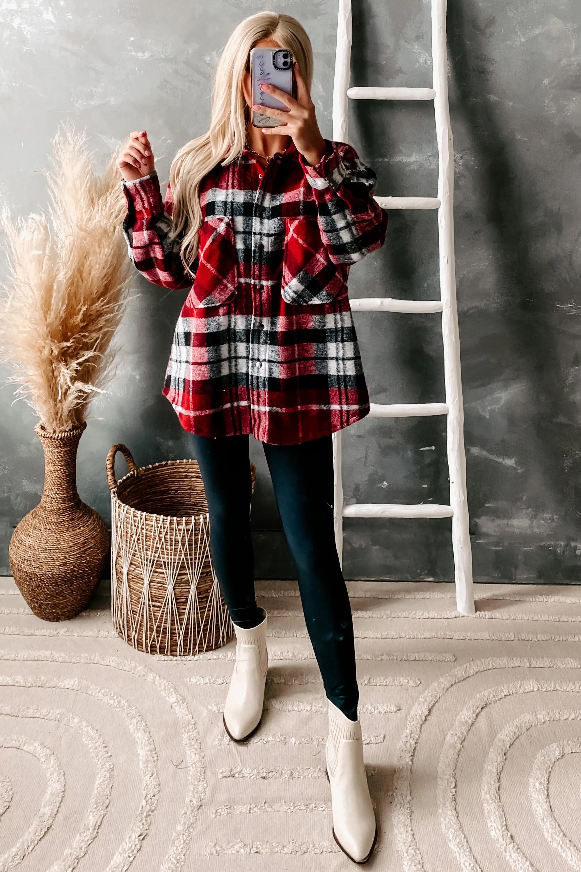 Left Behind Plaid Shacket (Red/Black)