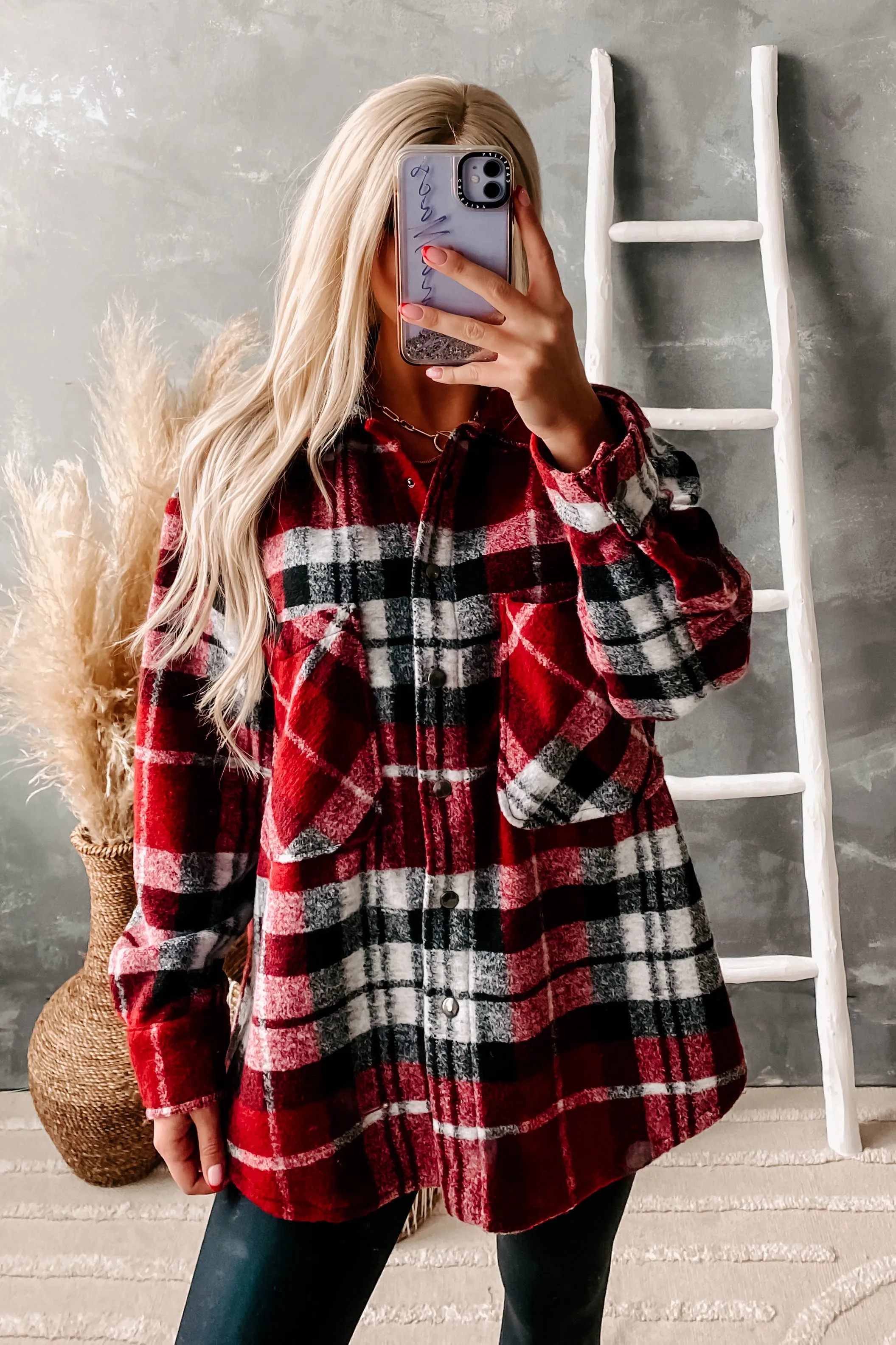 Left Behind Plaid Shacket (Red/Black)