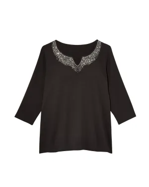 Marilyn Embellished Top | Black / Silver