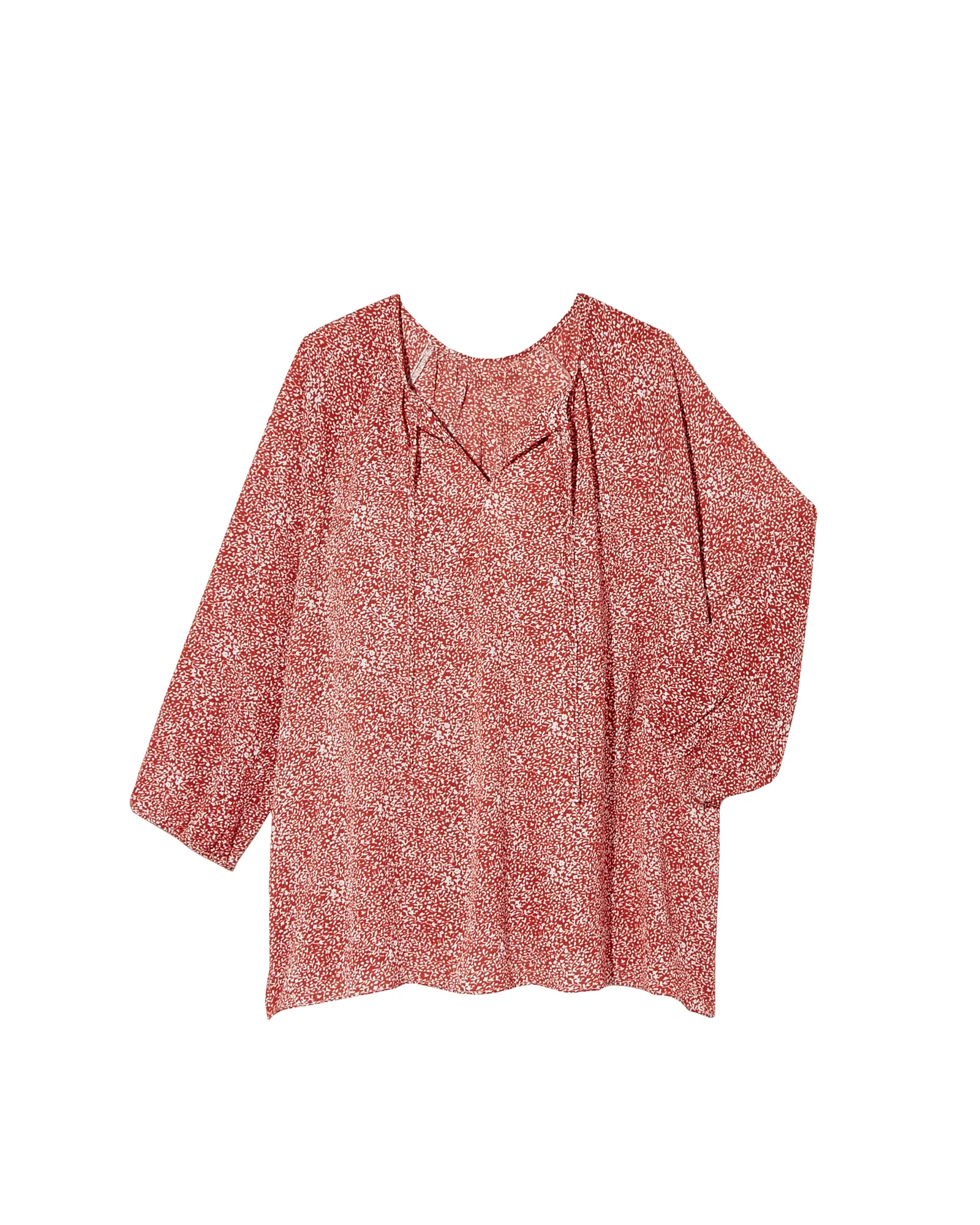 Marshall Knotted Collar Blouse | Red / White