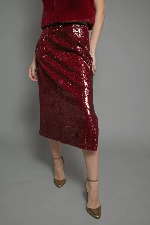 MELEKA SEQUIN SKIRT-RED