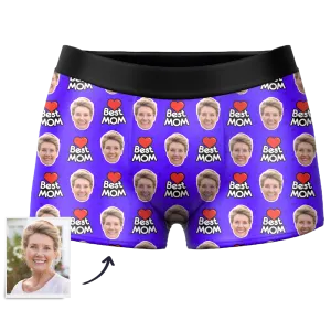 Men's Best Mom Custom Face Boxer Shorts, Custom Underwear For Men