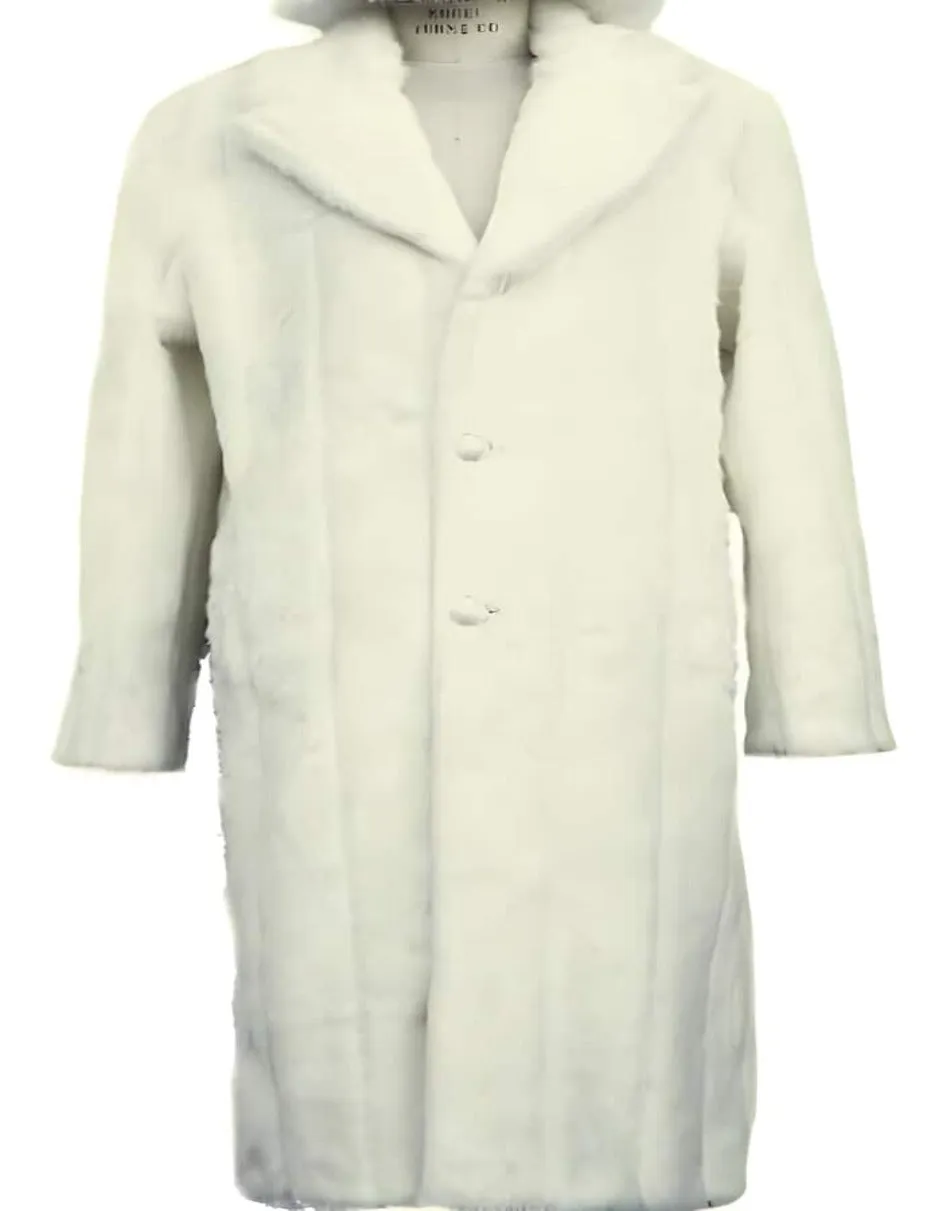 Mens Overcoat - Topcoat For Men - Winter Fabric - Faux Fur Overcoat - Long Top Coat Full length Coat Off-White