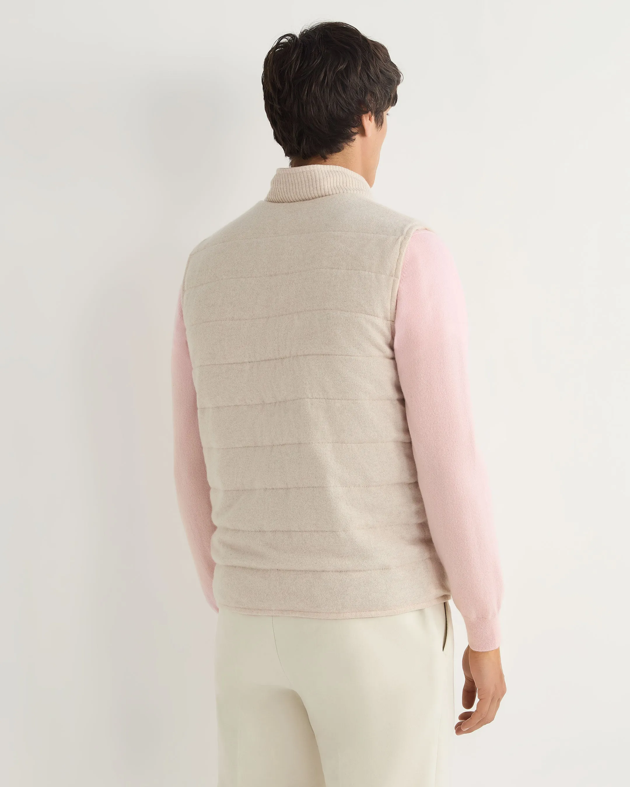 Men's Verbier Suede & Cashmere Gilet Ecru White