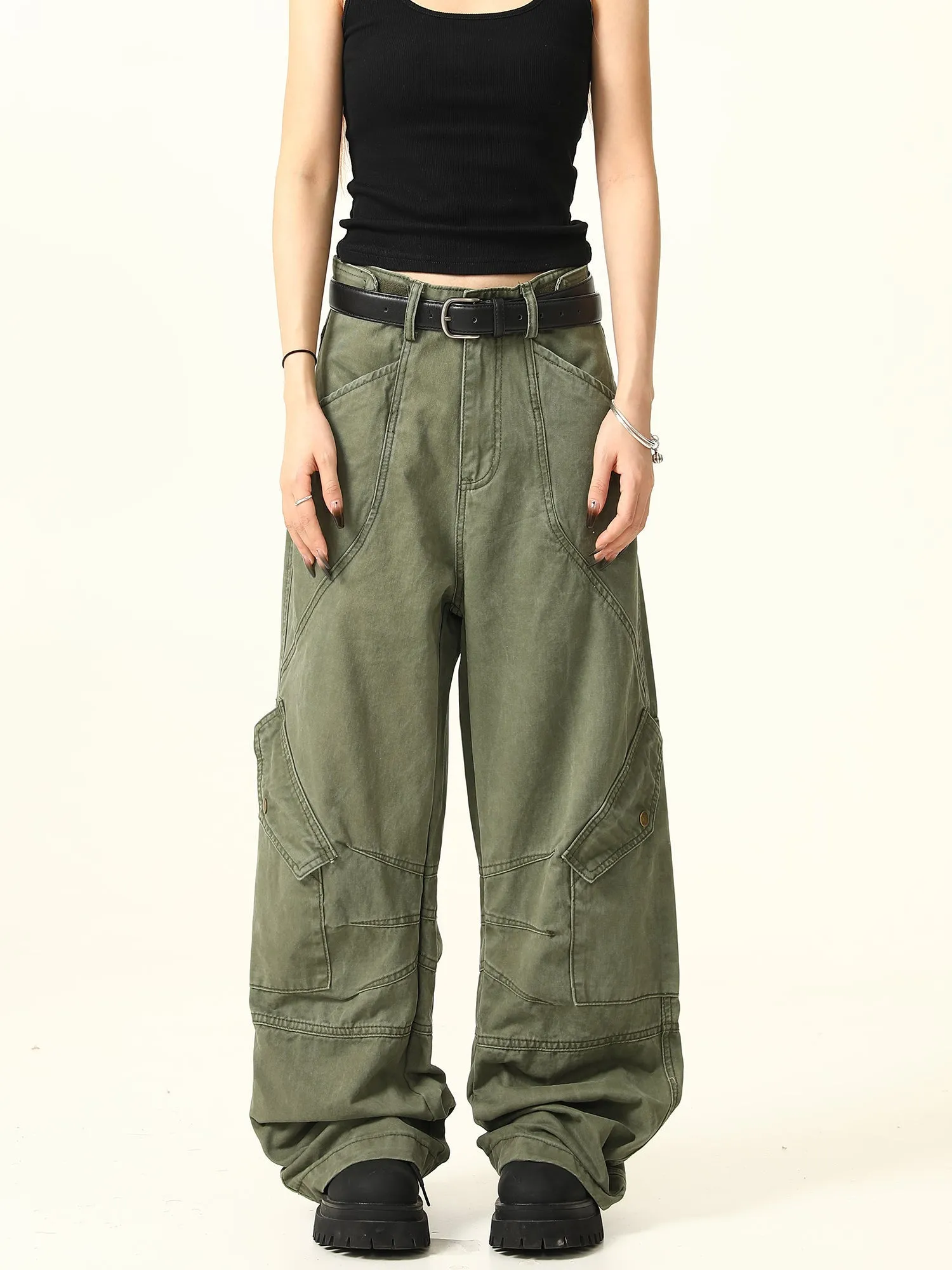 Military Cargo Wide Leg Pants