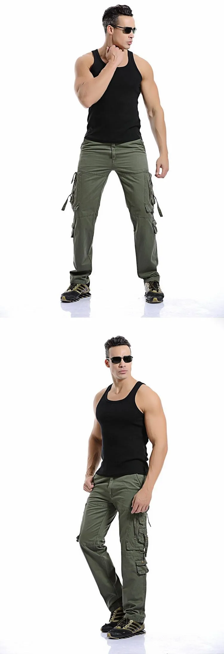 Multi-pocket washed overalls Military Tactical pants