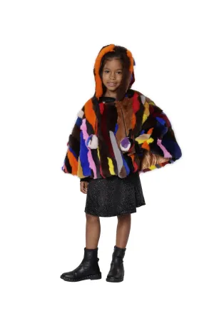 Multicolor Rabbit Cape with Hood