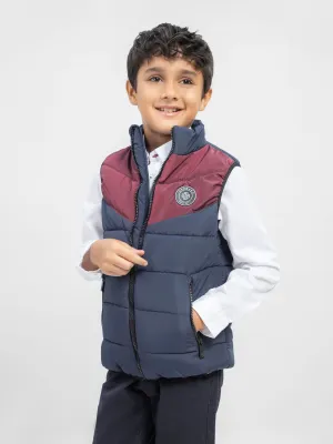 Navy & Burgundy Quilted Sporty Casual Gilet - Unisex