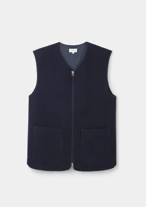 Navy Boucle Wool Gilet