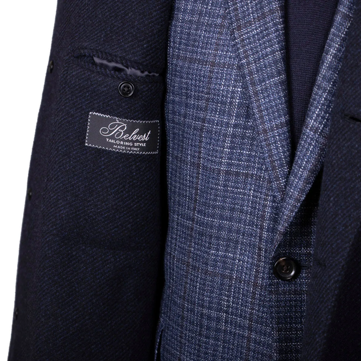 Navy Wool & Cashmere Twill Longline Handcrafted Overcoat