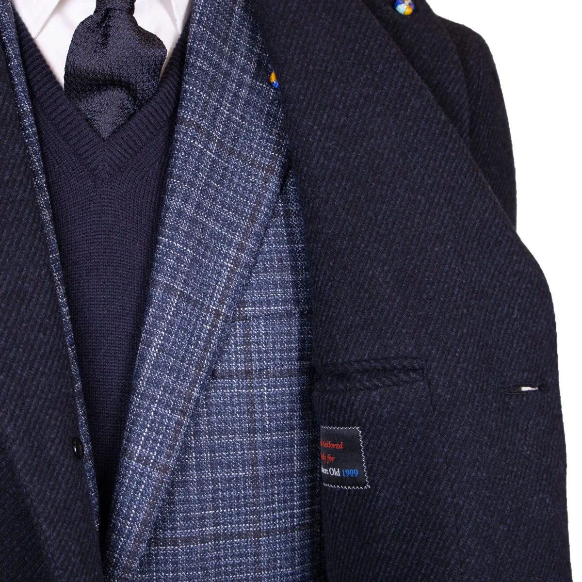 Navy Wool & Cashmere Twill Longline Handcrafted Overcoat