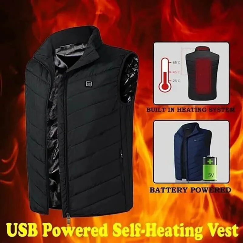 New Unisex Warming Heated Vest (9 Heating Zones)