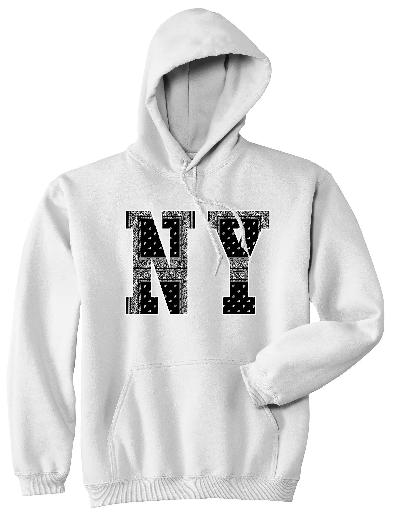 NY Bandana Print New York Black Flag Pullover Hoodie Hoody