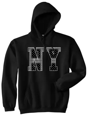 NY Bandana Print New York Black Flag Pullover Hoodie Hoody