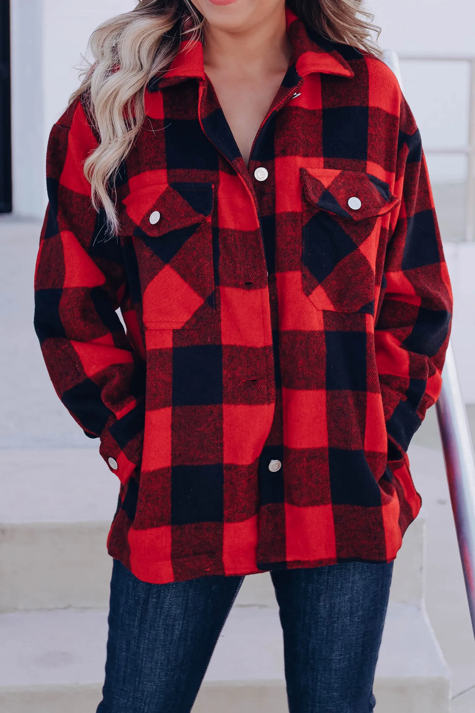 Ottawa Plaid Flannel Shacket - Red/Black