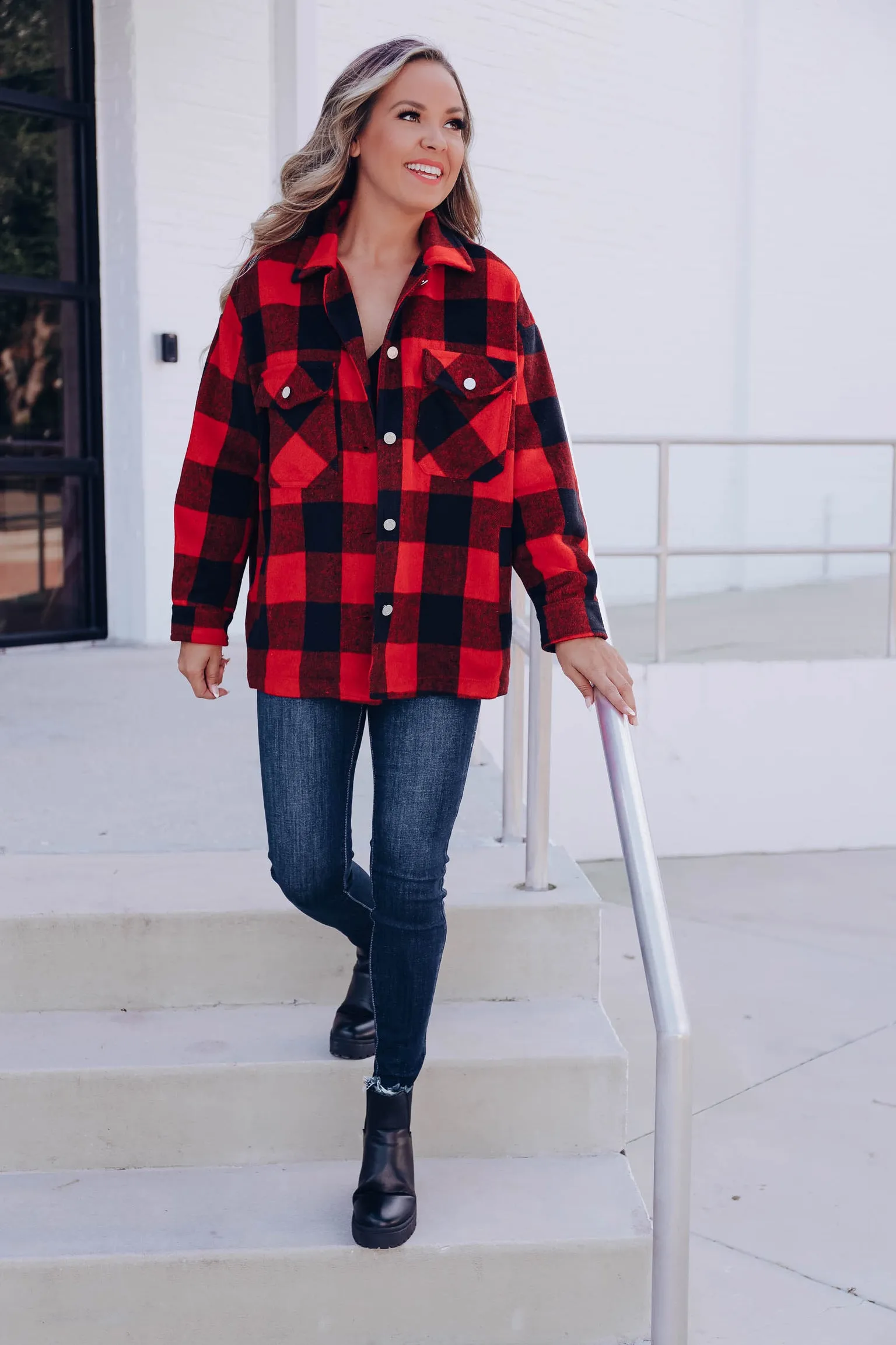 Ottawa Plaid Flannel Shacket - Red/Black