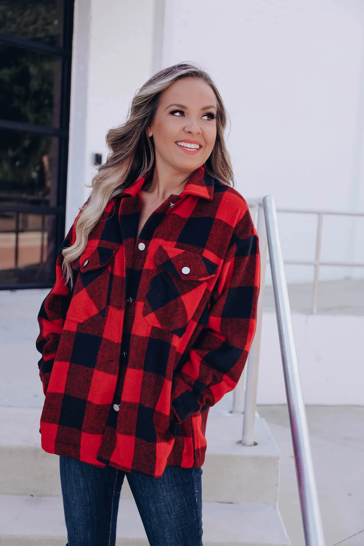 Ottawa Plaid Flannel Shacket - Red/Black