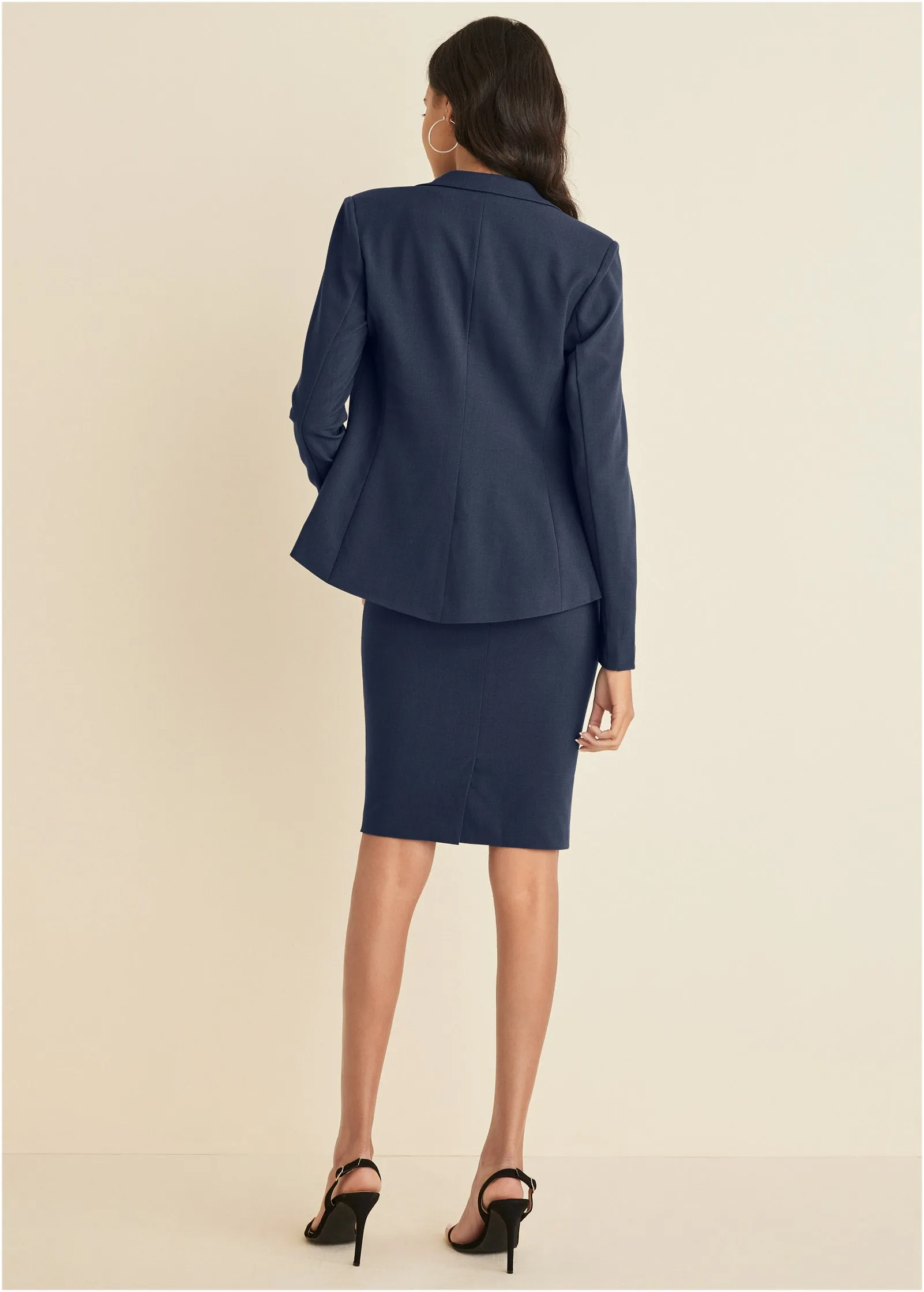 Pencil Skirt Suit Set - Navy