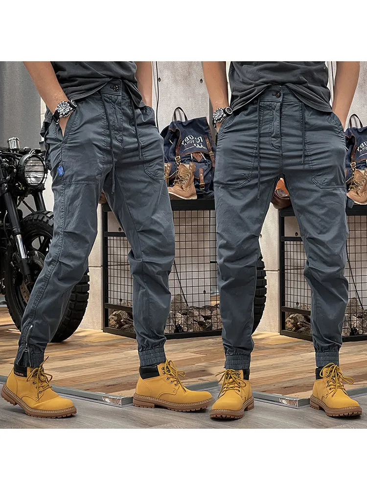 Retro Lastic Waist Multi-Pocket Loose Cargo Pants