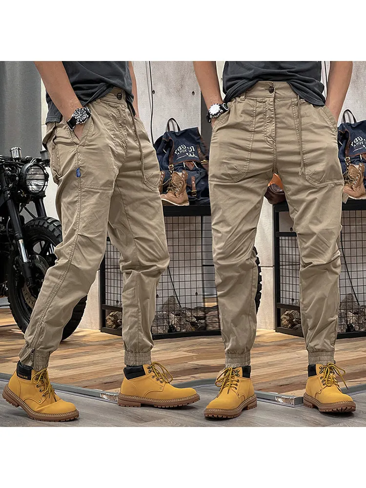 Retro Lastic Waist Multi-Pocket Loose Cargo Pants