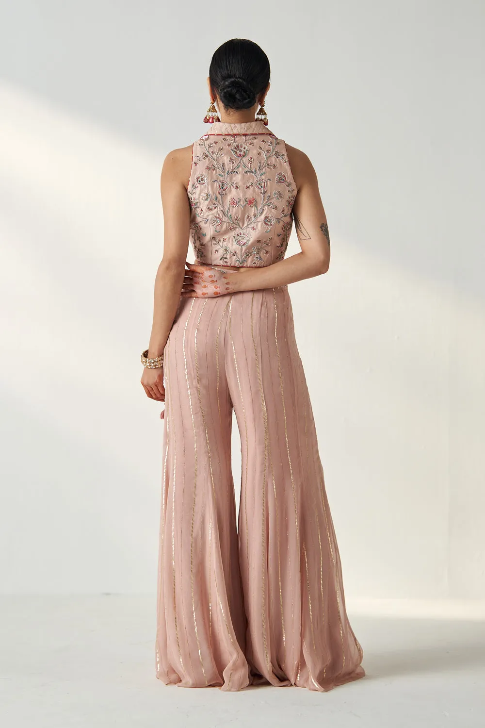 Ridhi Blush Pink Gilet Sharara Set