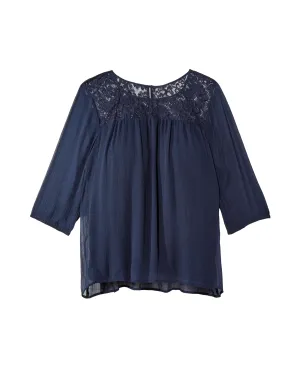 Rosie Lace Detail Blouse | Navy