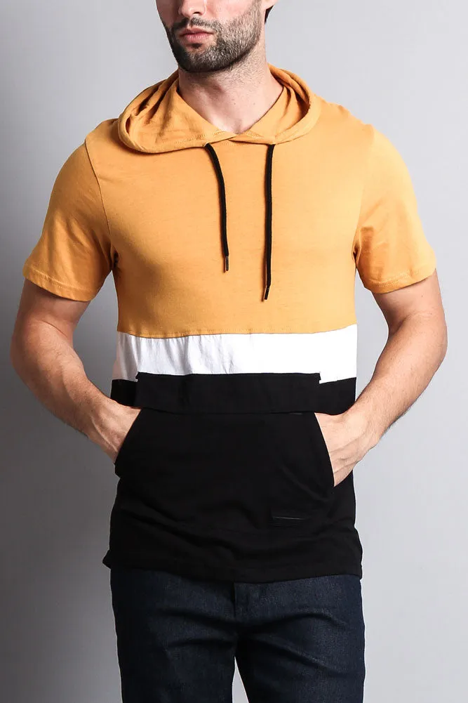 Short Sleeve Color Block Hooded Anorak