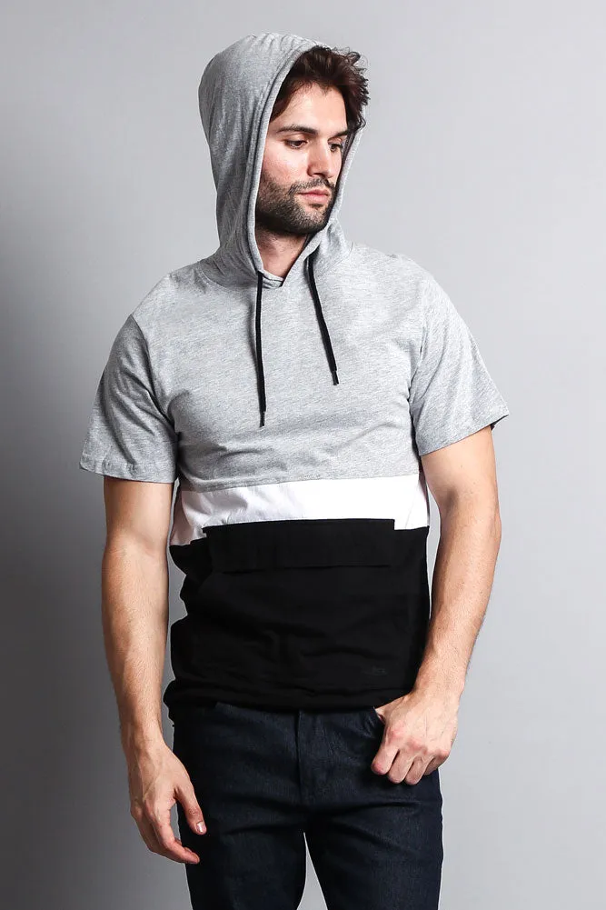 Short Sleeve Color Block Hooded Anorak