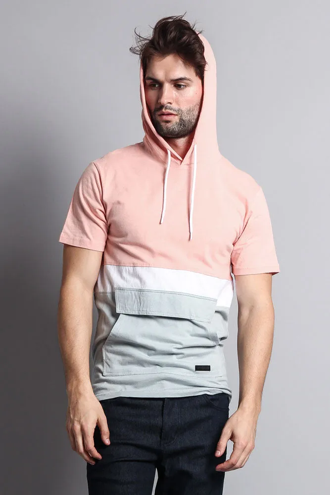 Short Sleeve Color Block Hooded Anorak