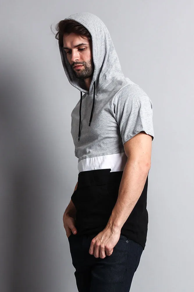 Short Sleeve Color Block Hooded Anorak