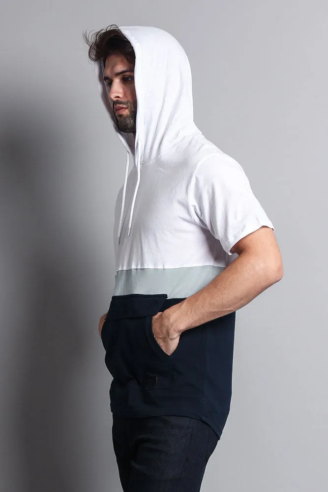 Short Sleeve Color Block Hooded Anorak