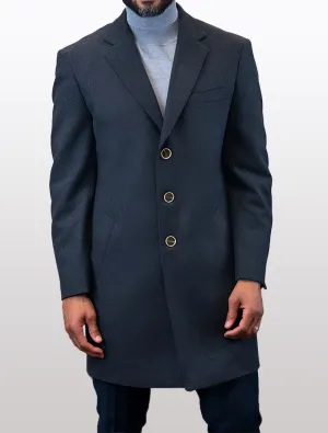 Statement Men's Solid Charcoal 100% Wool Over Coat