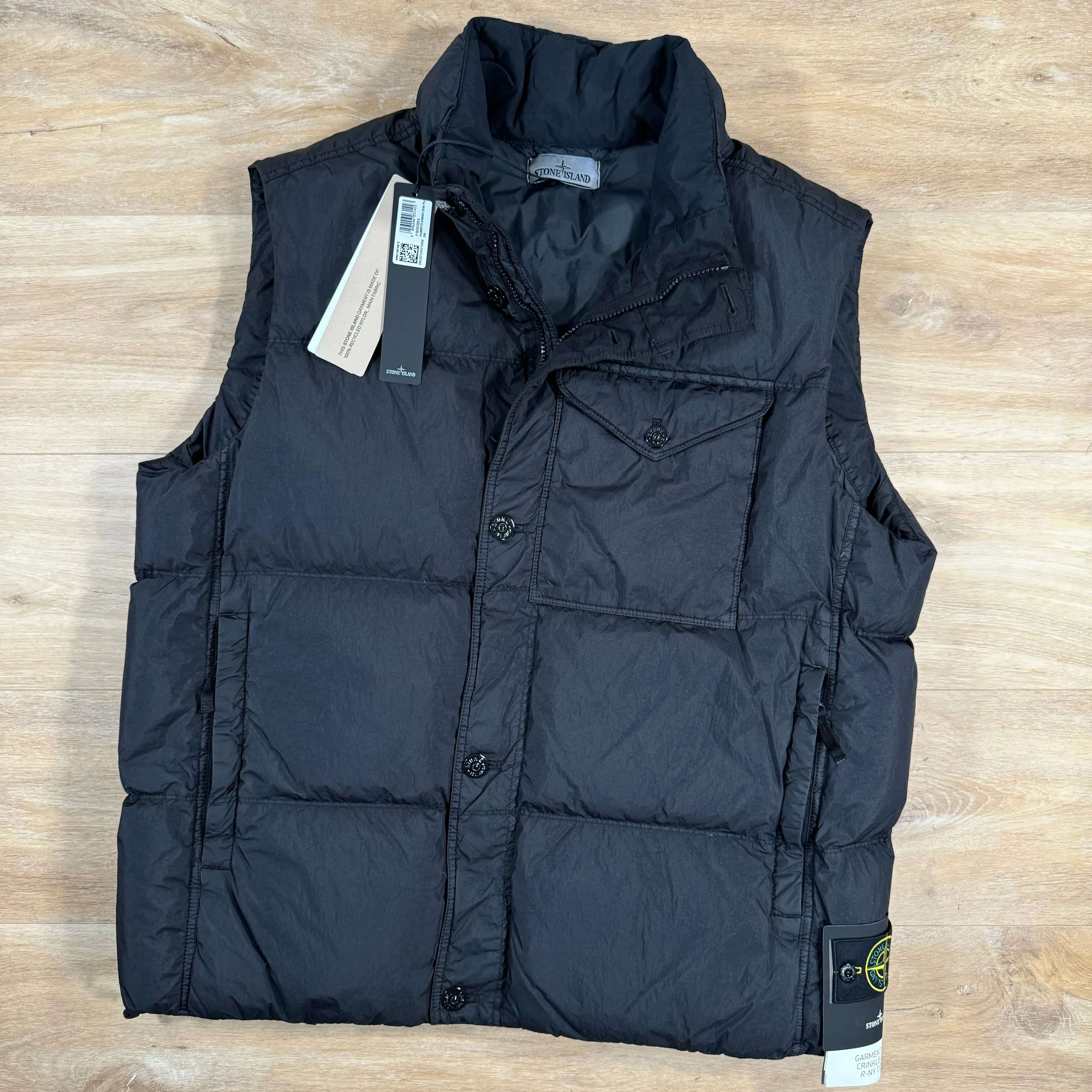 Stone Island Crinkle Reps R-NY Down Gilet in Black