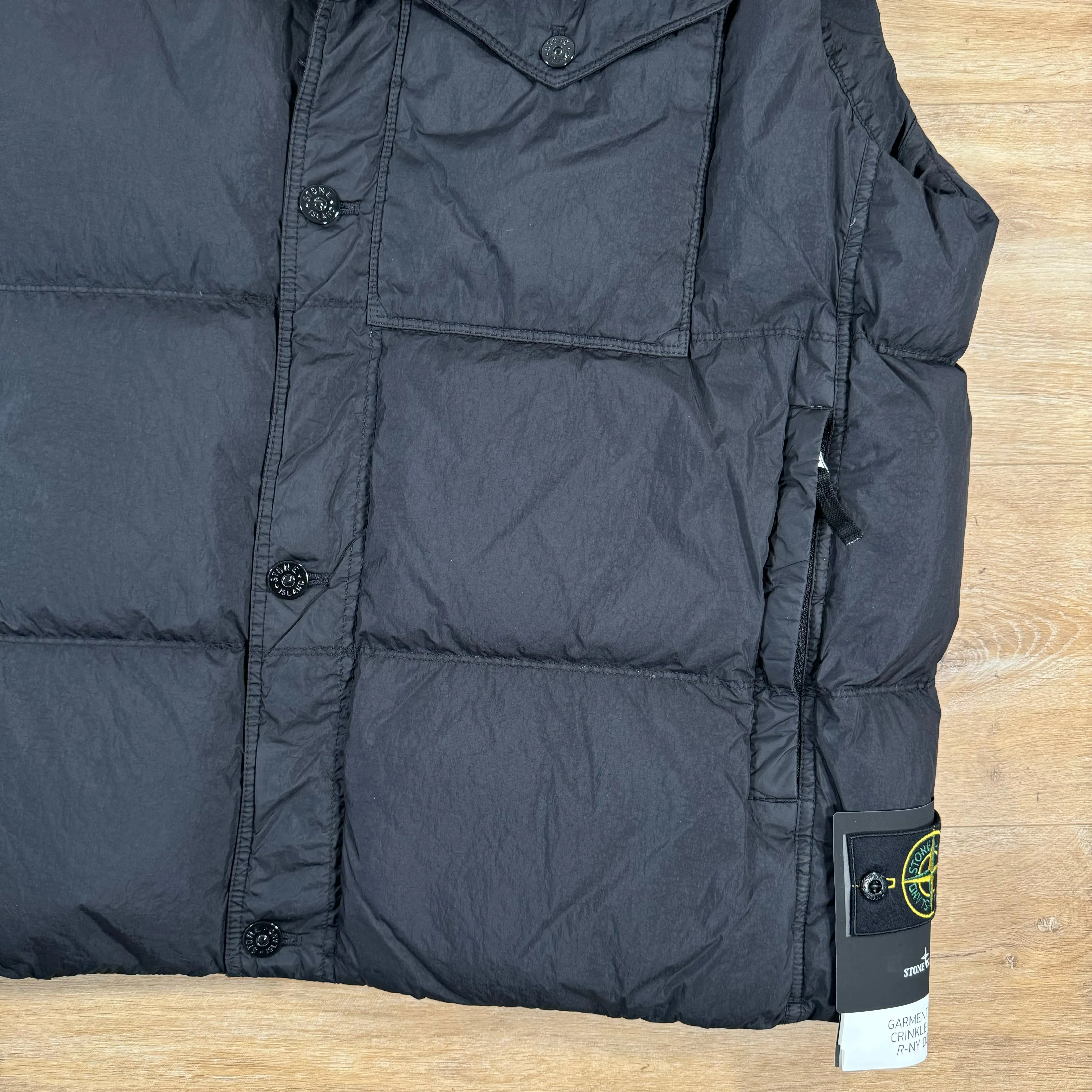 Stone Island Crinkle Reps R-NY Down Gilet in Black