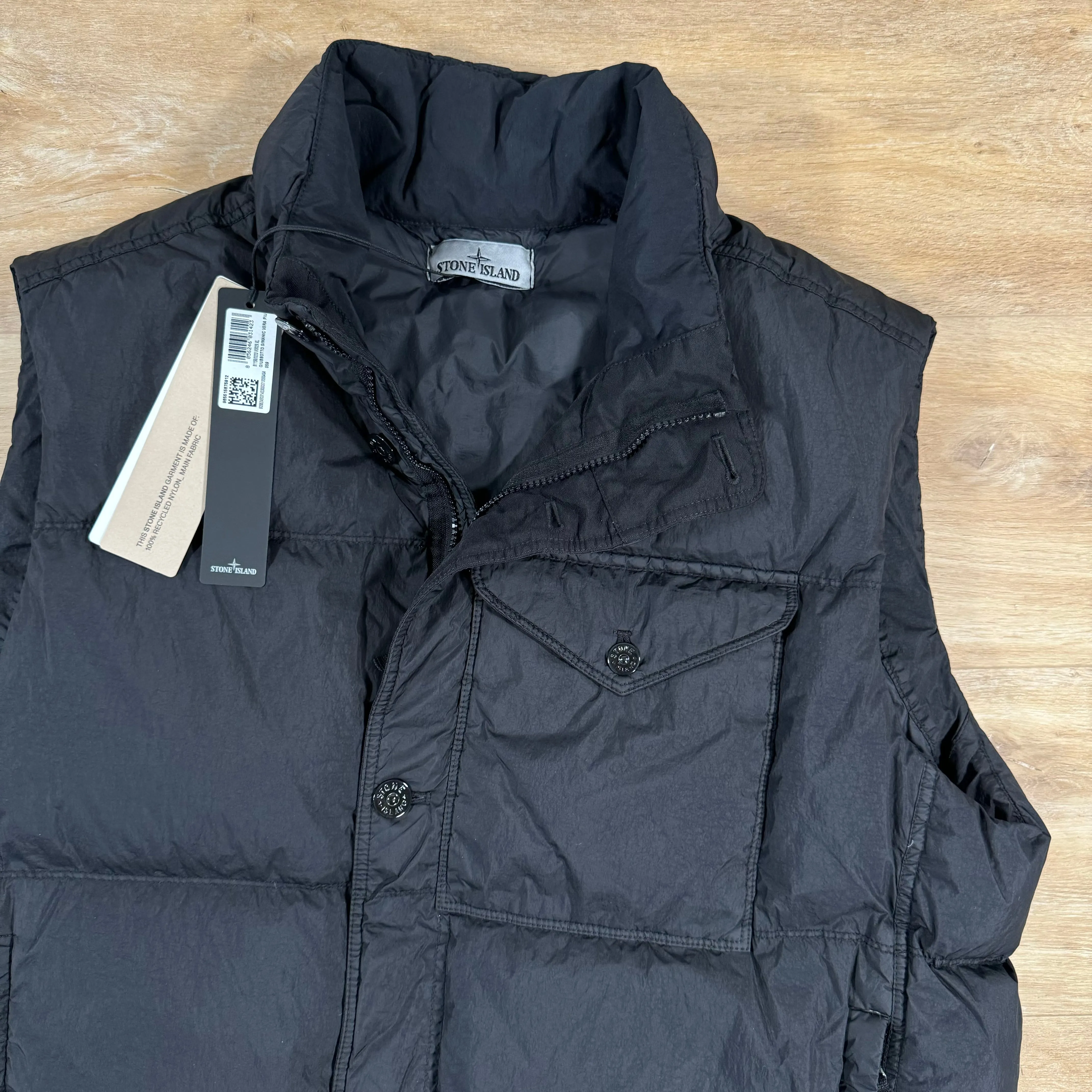 Stone Island Crinkle Reps R-NY Down Gilet in Black