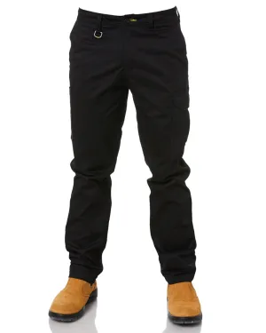 Stretch Cotton Drill Cargo Pants - Black