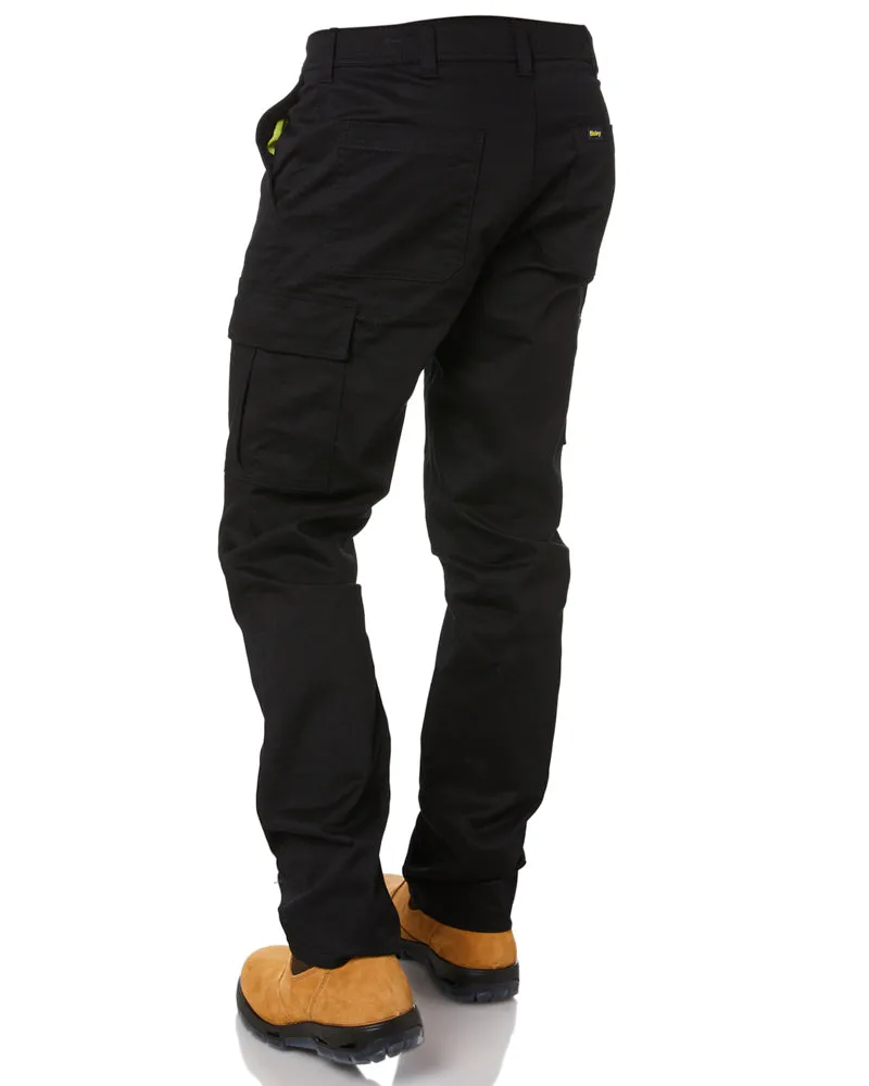 Stretch Cotton Drill Cargo Pants - Black