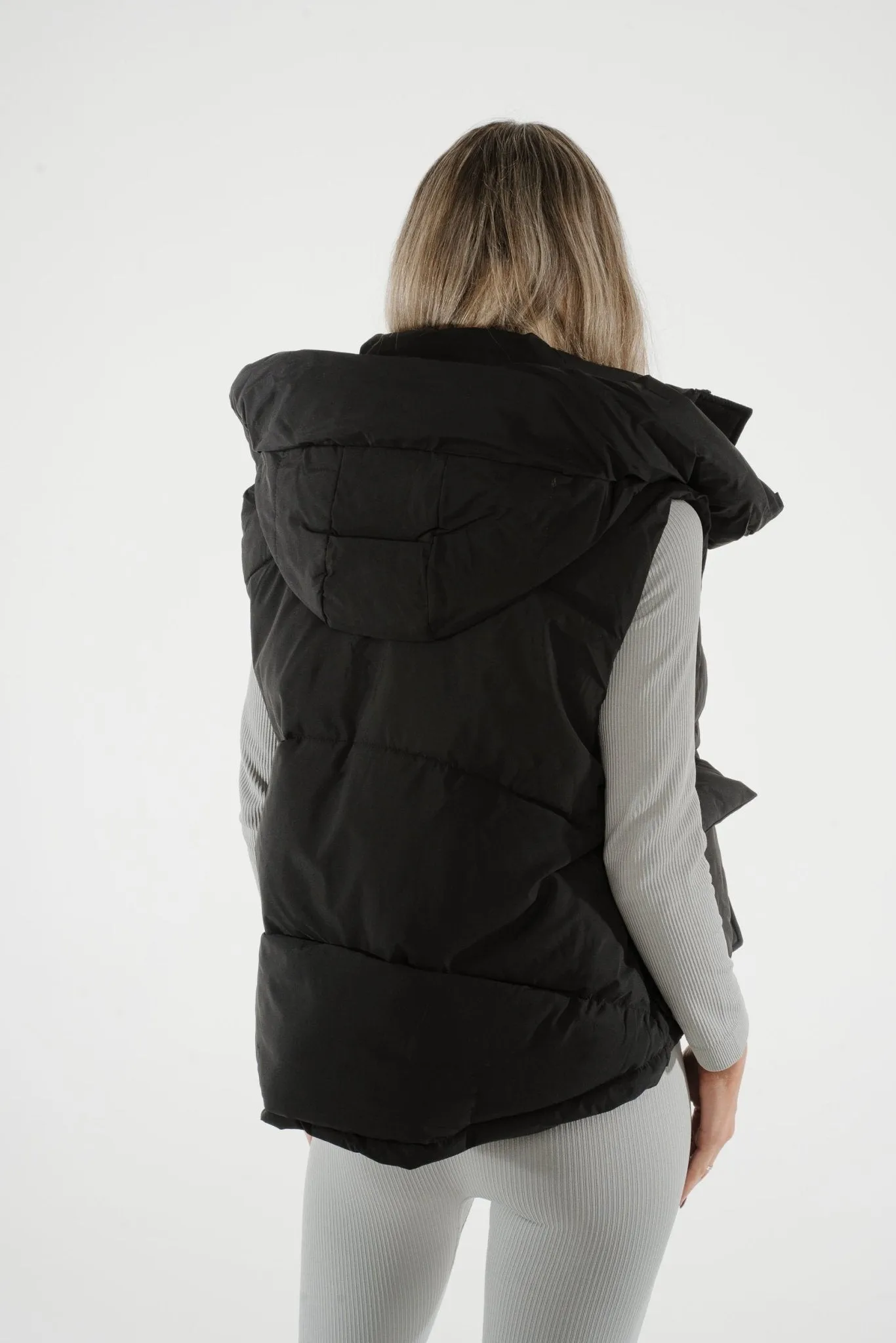 Suzie Luxury Padded Gilet In Black