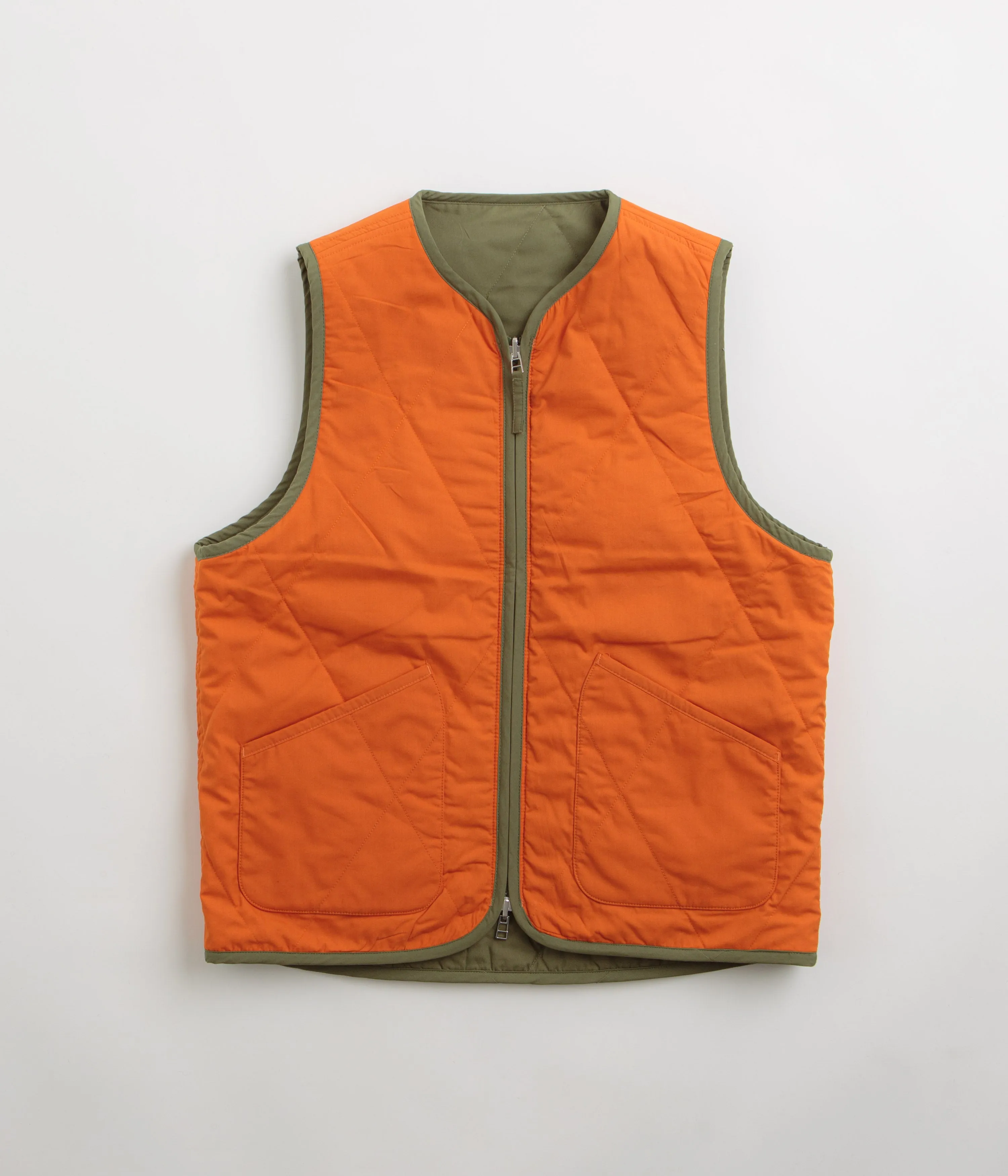 Universal Works Reversible Military Liner Gilet - Olive / Orange