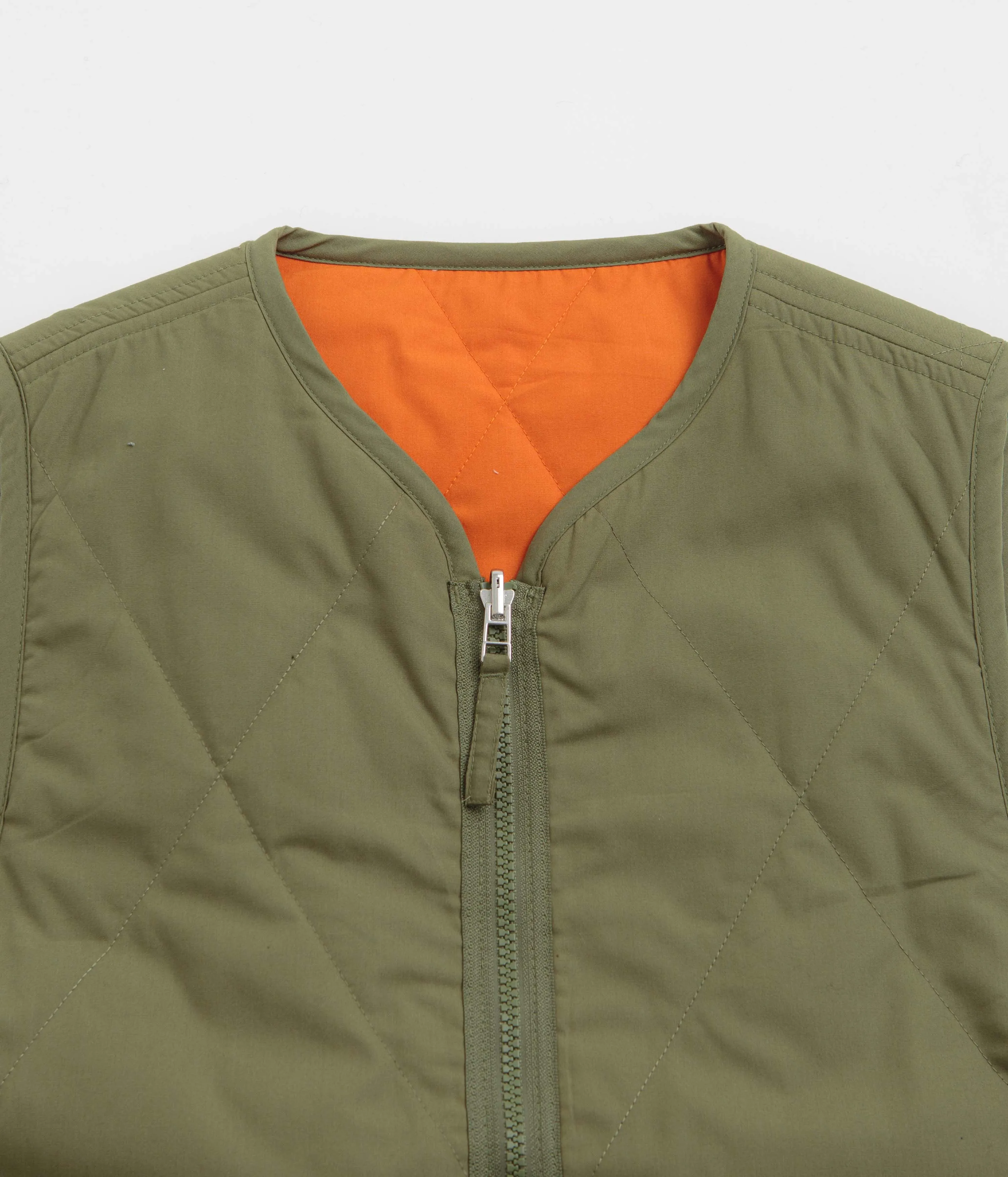 Universal Works Reversible Military Liner Gilet - Olive / Orange