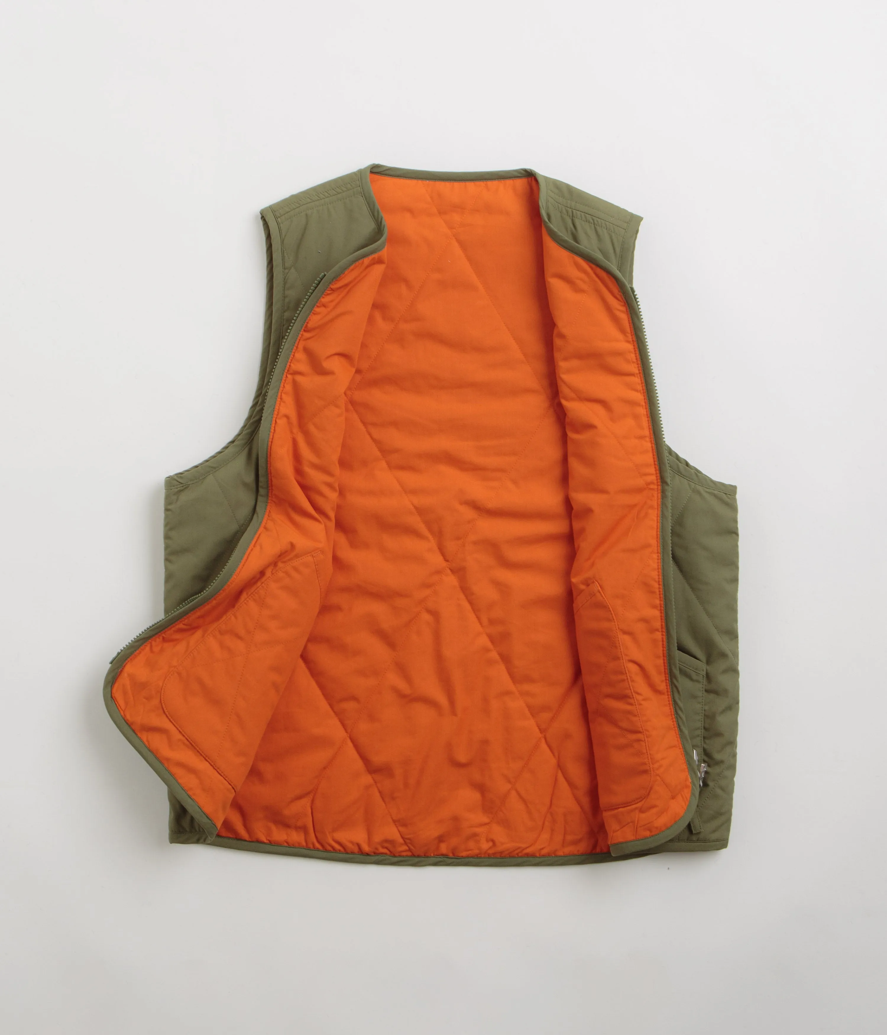 Universal Works Reversible Military Liner Gilet - Olive / Orange