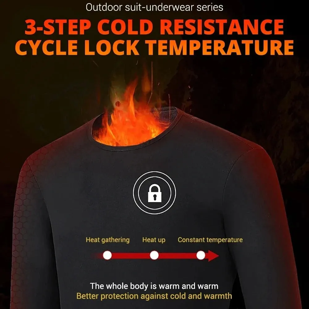 USB Heated Thermal Underwear Set - 3 Temperature Settings | Winter Warming Base Layer for Men