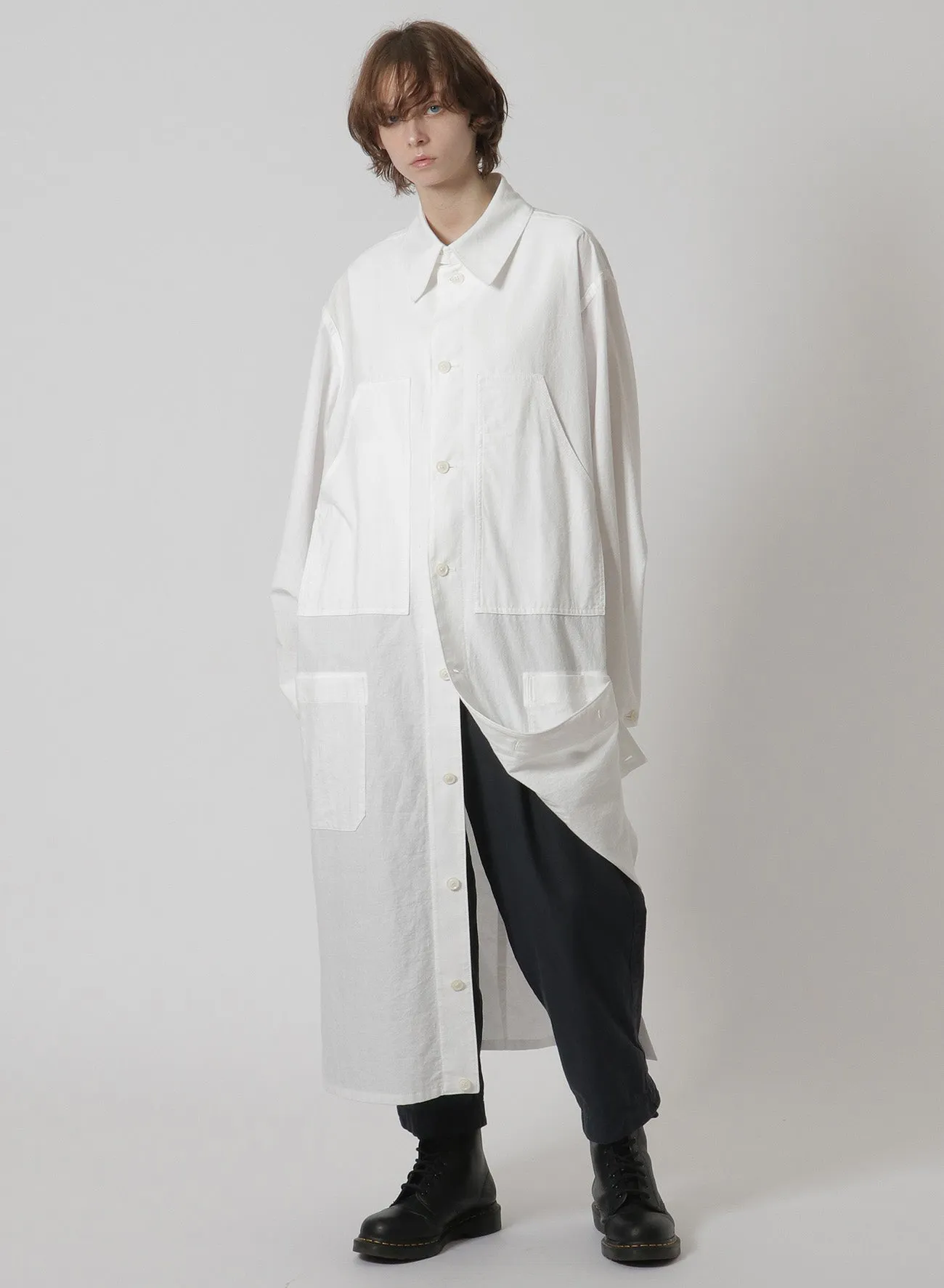 [Y's-Black Name]KHADI SIDE VENT WORK SHIRT COAT