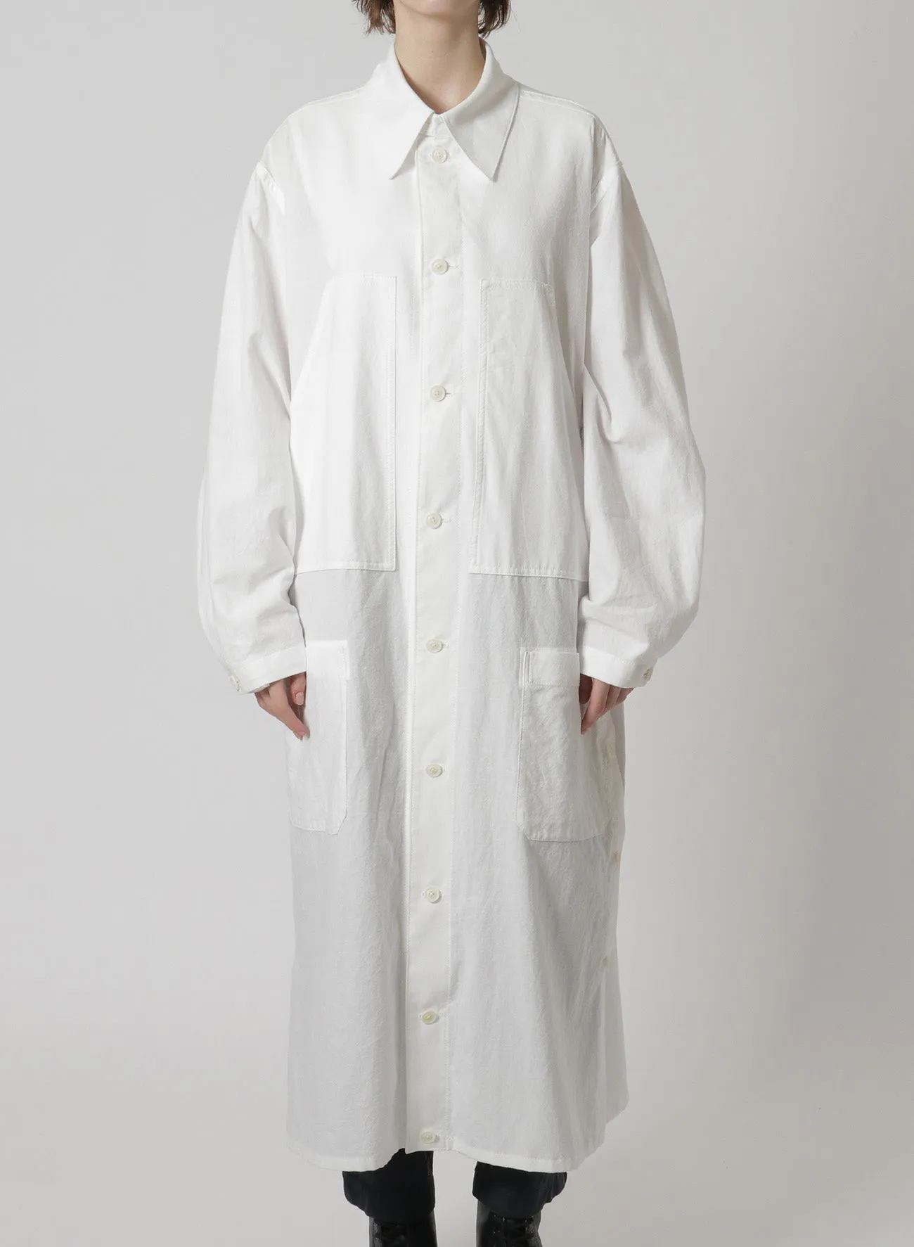 [Y's-Black Name]KHADI SIDE VENT WORK SHIRT COAT