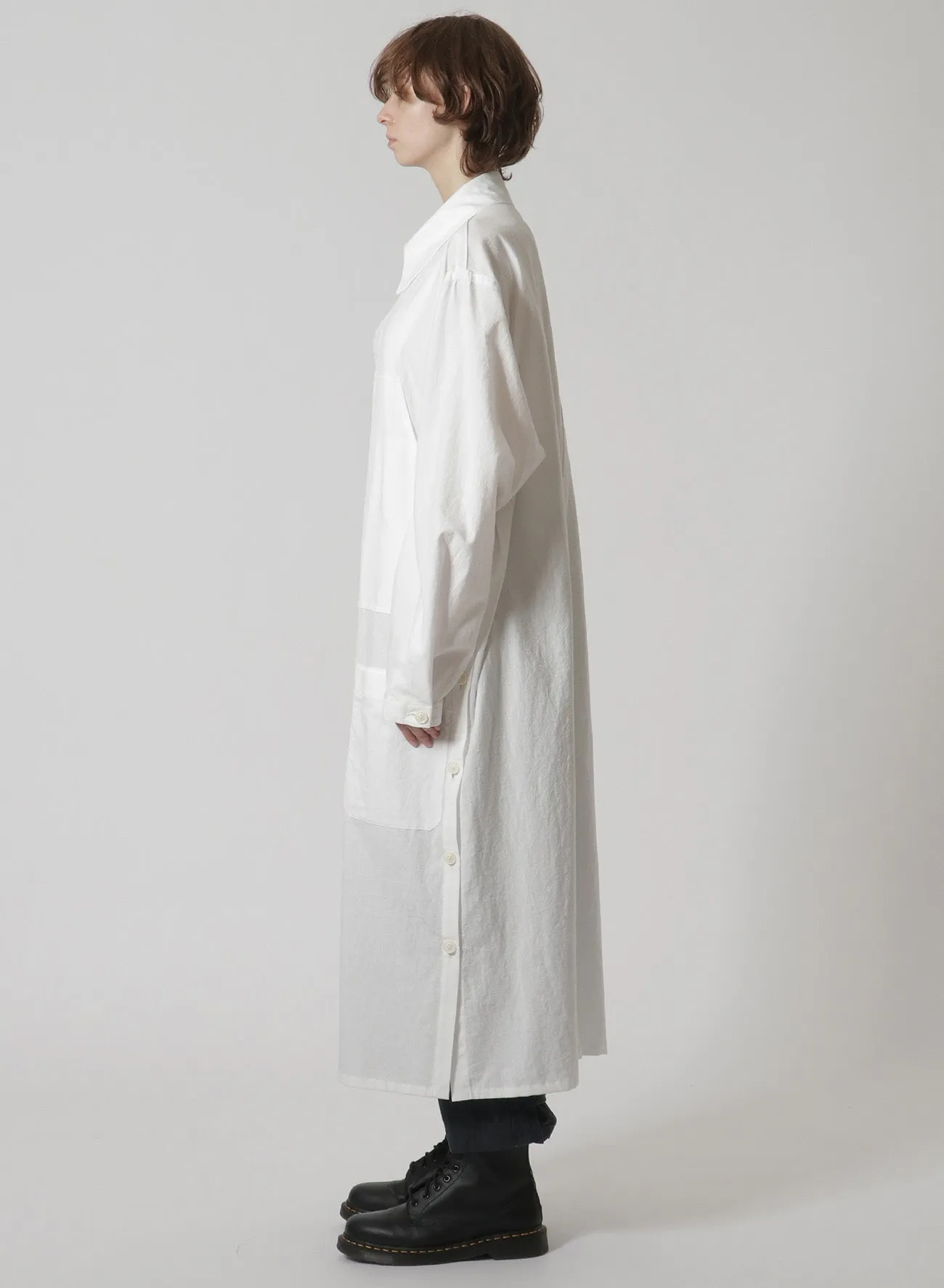 [Y's-Black Name]KHADI SIDE VENT WORK SHIRT COAT