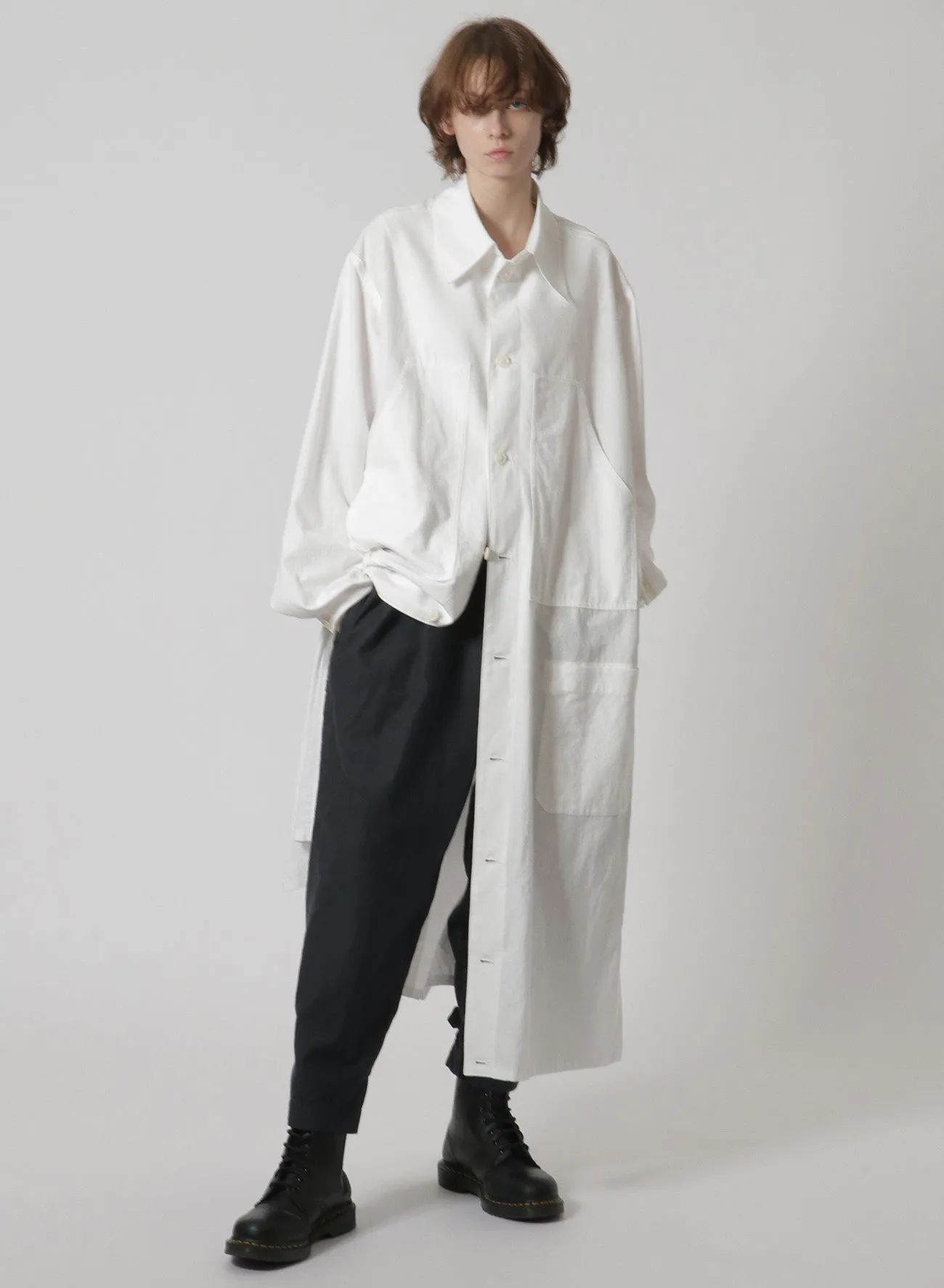 [Y's-Black Name]KHADI SIDE VENT WORK SHIRT COAT