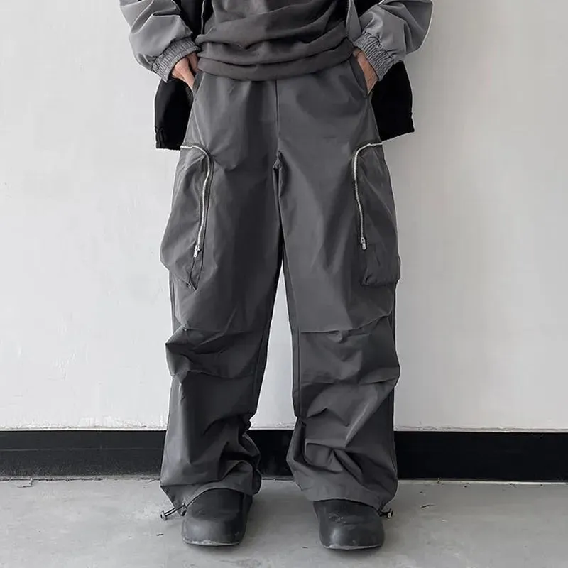 Zippered Pockets Solid Cargo Pants