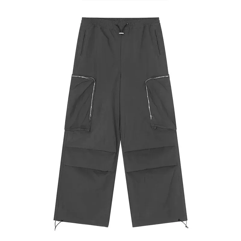 Zippered Pockets Solid Cargo Pants