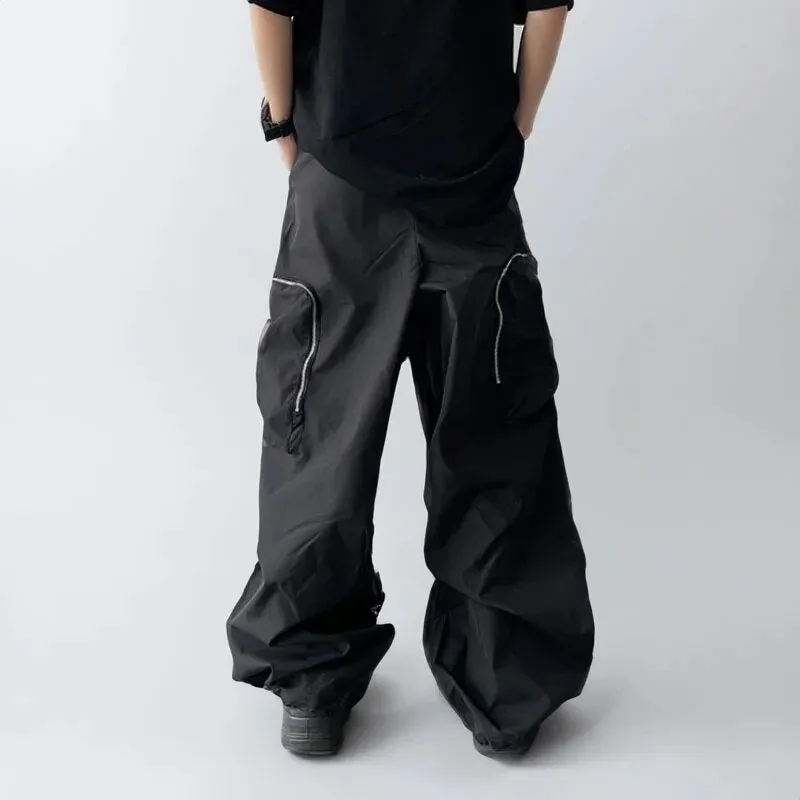 Zippered Pockets Solid Cargo Pants