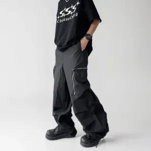 Zippered Pockets Solid Cargo Pants